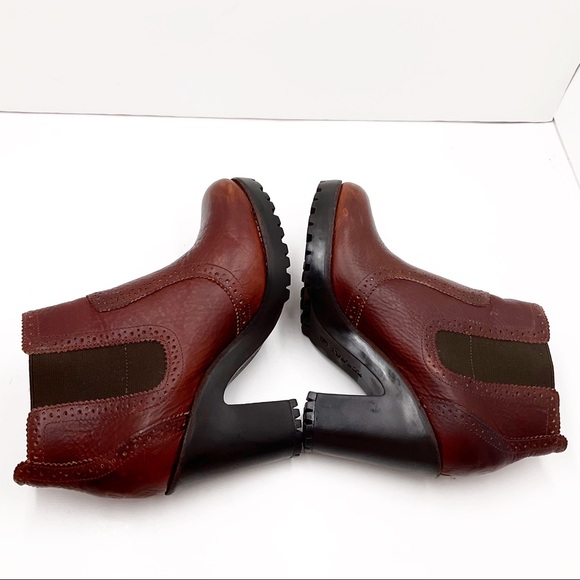 {SPERRY TOP-SIDER} Claremont Chelsea Maroon Leather Pebbled Lug Booties - Picture 14 of 16